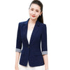 Summer  Office Women Jacket Blazer 3/4 Sleeve Single Button Black Casual Female Work Wear Coat Jacket AJN66-905