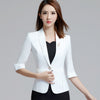 White Blazer Women Jacket 3XL Plus Size 3/4 Sleeve One Button Pocket Wear to Work Office Lady Slim Blazer Outwear ow0292