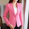 Women Slim Jacket for Office Buttons on Sleeve 3XL Plus Size Blue Blazer Feminino Mujer Outwear ow0428
