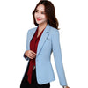 Women Slim Jacket for Office Buttons on Sleeve 3XL Plus Size Blue Blazer Feminino Mujer Outwear ow0428