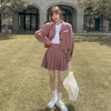Fonekie 2023 Spring And Autumn Suit Pleated Skirt Set Korean Suit Pleated Skirt Two-piece Set Button Simplicity