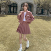 Fonekie 2023 Spring And Autumn Suit Pleated Skirt Set Korean Suit Pleated Skirt Two-piece Set Button Simplicity