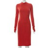 Forefair 2022 Autumn Winter Turtleneck Long Sleeve Bodycon Sexy Women Dress Casual Party Club Split Women's Midi Dresses