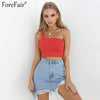 Sleeveless One Shoulder Wrap Sexy Summer Tank Tops Red White Black Short T Shirt Women Casual Crop Tops