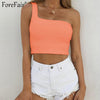 Sleeveless One Shoulder Wrap Sexy Summer Tank Tops Red White Black Short T Shirt Women Casual Crop Tops