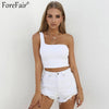 Sleeveless One Shoulder Wrap Sexy Summer Tank Tops Red White Black Short T Shirt Women Casual Crop Tops