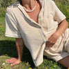 Forefair Towel Shirt and Shorts Summer Sets Velour 2023 Casual Loose Lounge  Women Two Piece  Sets