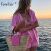 Forefair Towel Shirt and Shorts Summer Sets Velour 2023 Casual Loose Lounge  Women Two Piece  Sets