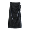 Foridol Faux Leather PU Blazer Coat Jacket Women Black Skirt Two Piece Set Ladies Winter Blazer Jacket Abrigo Autumn