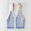 Foridol Soft Knitted Summer Women Tank Tops Blue Striped Boho Beach Blouse Shirt Sleeveless Crop Top 2023 Korean Top