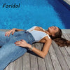 Foridol Soft Knitted Summer Women Tank Tops Blue Striped Boho Beach Blouse Shirt Sleeveless Crop Top 2023 Korean Top