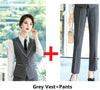 Formal 2 Piece Set with Pants and Tops for Women Business Work Wear Vest & Waistcoat Suits Office Ladies Uniforms Blazers Set