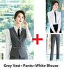 Formal 2 Piece Set with Pants and Tops for Women Business Work Wear Vest & Waistcoat Suits Office Ladies Uniforms Blazers Set