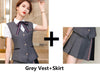 Formal Business Suits 2 Pieces Sets Skirt and Vest & Waistcoat Blouse Novelty Grey Uniform Styles Work Wear Sets Ladies Blazers