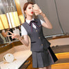 Formal Business Suits 2 Pieces Sets Skirt and Vest & Waistcoat Blouse Novelty Grey Uniform Styles Work Wear Sets Ladies Blazers
