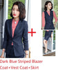 Formal Business Suits With 4 Piece Jackets And Skirt And Vest Coat & Waistcoat And Blouse Elegant Striped Blazers Suits