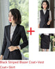 Formal Business Suits With 4 Piece Jackets And Skirt And Vest Coat & Waistcoat And Blouse Elegant Striped Blazers Suits