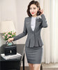 Formal Grey Blazers Women Elegant Skirt Suit Ladies Work Wear Business Suits Office Uniform Designs