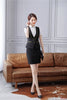 Formal Navy Blue Waistcoat Women Business Suits 2 Piece Skirt and Top Sets Ladies Work Wear Vests OL Style