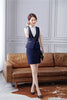 Formal Navy Blue Waistcoat Women Business Suits 2 Piece Skirt and Top Sets Ladies Work Wear Vests OL Style