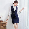 Formal Navy Blue Waistcoat Women Business Suits 2 Piece Skirt and Top Sets Ladies Work Wear Vests OL Style