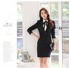 Formal Office Suit Uniform Costumes Elegant Long Sleeve Business Women Blazer and Mini Skirt Set Black Plus Size S-4XL