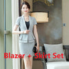 Formal OfficeLadies Grey Blazer Women Business Suits with Skirt and Jacket Sets Work Wear Uniform Business Suits OL Style