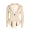 Formal Suit  HOT Women Peplum Blazer Turn Down Collar Long Sleeve Single Button Slim Coat 70920