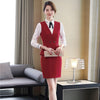 Formal Uniform Designs 2 Pieces With Vest and Skirt For Ladies Professional Office Work Wear Vest & Waistcoat Set Business Suits