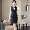 Formal Uniform Designs 2 Pieces With Vest and Skirt For Ladies Professional Office Work Wear Vest & Waistcoat Set Business Suits
