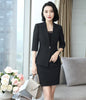 Formal Women Business Suits with Skirt and Jacket Sets Black Blazer Half Sleeve Ladies Office Uniform Designs Styles