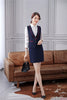 Formal Women Business Suits with Skirt and Vest Sets Work Wear Waistcoat Ladies Office Uniform Style Navy Blue