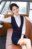 Formal Women Business Suits with Skirt and Vest Sets Work Wear Waistcoat Ladies Office Uniform Style Navy Blue