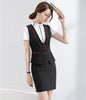 Formal Women Business Suits with Skirt and Vest Sets Work Wear Waistcoat Ladies Office Uniform Style Navy Blue