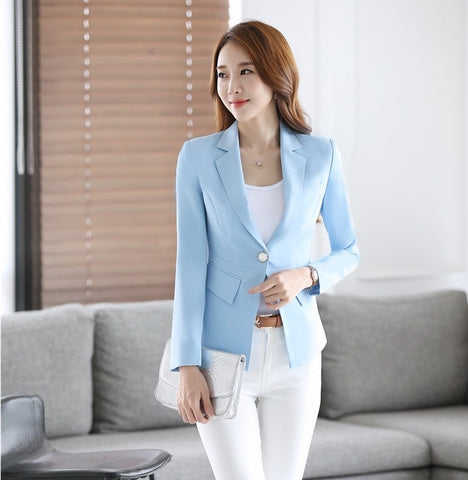 Formal Women Work Wear Blazers and Jackets Purple Elegant Slim Ladies Office Clothes Beauty Salon Uniform  Style