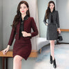 Fragrance Womens Winter Tweed 2 Piece Skirt Suits Slim Female Office Suit With Skirts Woolen Skirts Business Conjunto Feminino