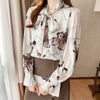 France style elegant printing ladies shirts 2023 Spring Summer Women's Blouses Long Sleeve Shirts Tops Blusas Mujer