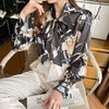 France style elegant printing ladies shirts 2023 Spring Summer Women's Blouses Long Sleeve Shirts Tops Blusas Mujer