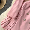 France sweet Pleated blazer dress Slim Women Pink Double breasted dresses Suit 2023 Office lady wear Clothing INKEO 2O261