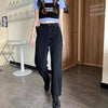 Frayed elastic retro hole loose and thin European and American Harajuku street hip-hop trend Y2K straight jeans women