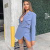 Chic Autumn Women's Suit Dress Set Lapel Long Sleeve Hollow Short Blazer & Mini Skirt Two-piece Casual Set