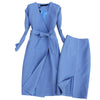 Spring and Autumn Suit Female Mid-length Was Thin Suit Jacket Trench Coat High Waist Suit Skirt