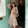 Frence Retro Pure Color Dress Women Causal Long Sleeve Elegant Midi Dress Office Lady One Piece Dress Korean Autumn 2022