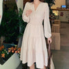Frence Retro Pure Color Dress Women Causal Long Sleeve Elegant Midi Dress Office Lady One Piece Dress Korean Autumn 2022
