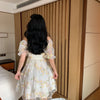 French Floral Dress Women Sexy Puff Sleeve Lace Chiffon Print Mini Dress Women Summer Korean Style Vintage Fairy Dress 2023