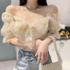 French Floral Dress Women Sexy Puff Sleeve Lace Chiffon Print Mini Dress Women Summer Korean Style Vintage Fairy Dress 2023