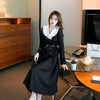 French Gentle Suit for Women 2023 Spring Korean Style Long Sleeve Coat Waist Slimming A- Line Skirt Elegant Two-Piece Set