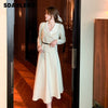 French Gentle Suit for Women 2023 Spring Korean Style Long Sleeve Coat Waist Slimming A- Line Skirt Elegant Two-Piece Set