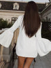 French Heavy Industry Beads Diamond Bell Sleeve Suit Dress Women High-Grade Socialite Loose Mid-Length White Blazer Coat Autumn