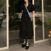 French Hepburn Style Black Maxi Long Autumn Dress Elegant Casual Loose Young  Women Summer Korean Japan Clothes Harajuku